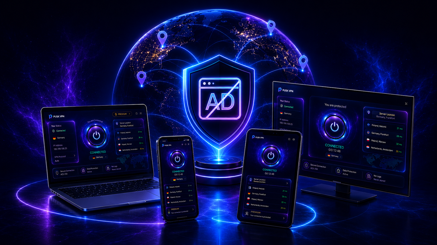 PUSK VPN — защищённое подключение на разных устройствах